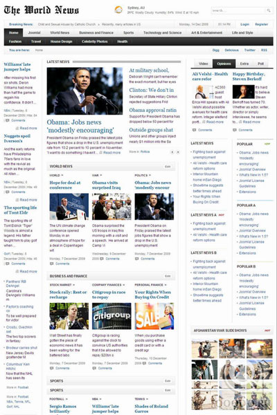 GP The World News v1.0.1 (Декабрь '09) - Шаблон для Joomla 1.5