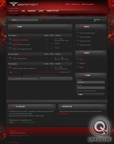 RT Dominion phpBB3 (Февраль '2010) шаблон для Joomla