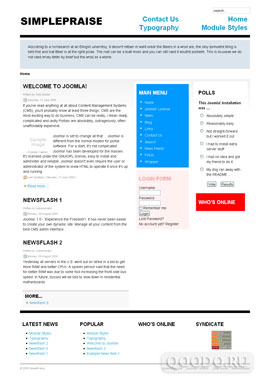 JP SimplePraise v1.5.1 - Шаблон для Joomla 1.5