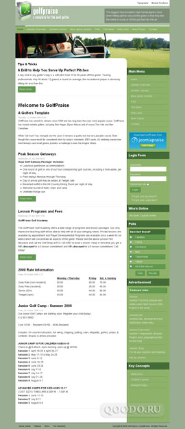 JP GolfPraise v1.5.3 - Шаблон для Joomla 1.5