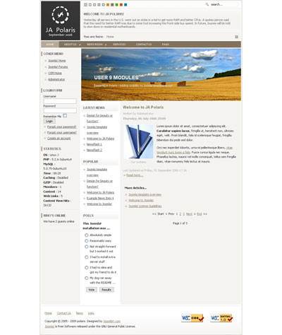 JA Polaris v1.4 - Шаблон для Joomla 1.5