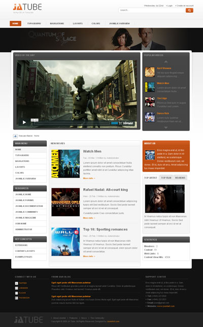 JA Tube v1.0 - Шаблон для Joomla 1.5