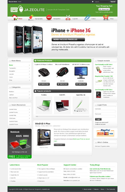 JA Zeolite v1.0 - Шаблон для Joomla 1.5