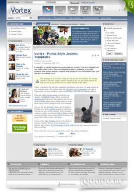 RT Vortex - Шаблон для Joomla 1.0