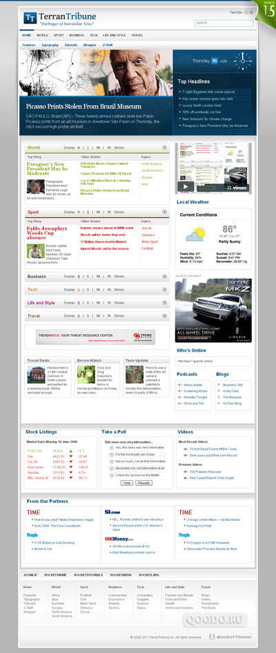 RT TerranTribune Light - Шаблон для Joomla 1.5
