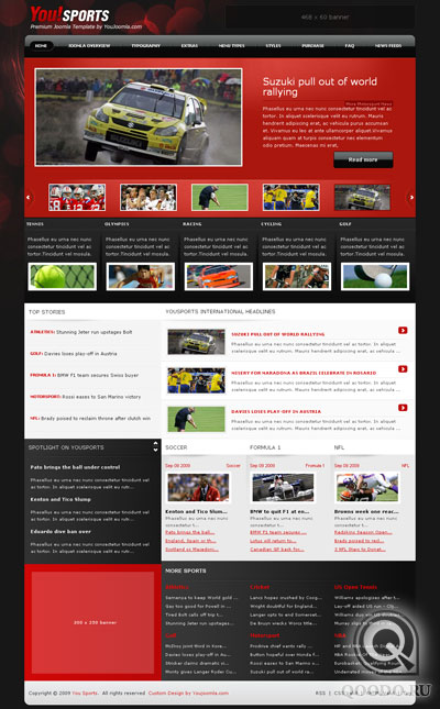 YJ You Sports - Шаблон для Joomla 1.5